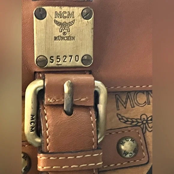 MCM Cognac Visetos Pocket Satchel Brown Handbags and Purses Leather Shoulder Bag